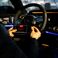 Smul Luxury Car Freshener Starter Kit Box, ready to assemble in a Mercedes AMG 