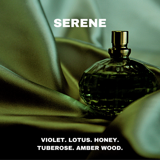 Serene car scents made with violet, lotus, honey, tuberose, and amber wood essential oil fragrances